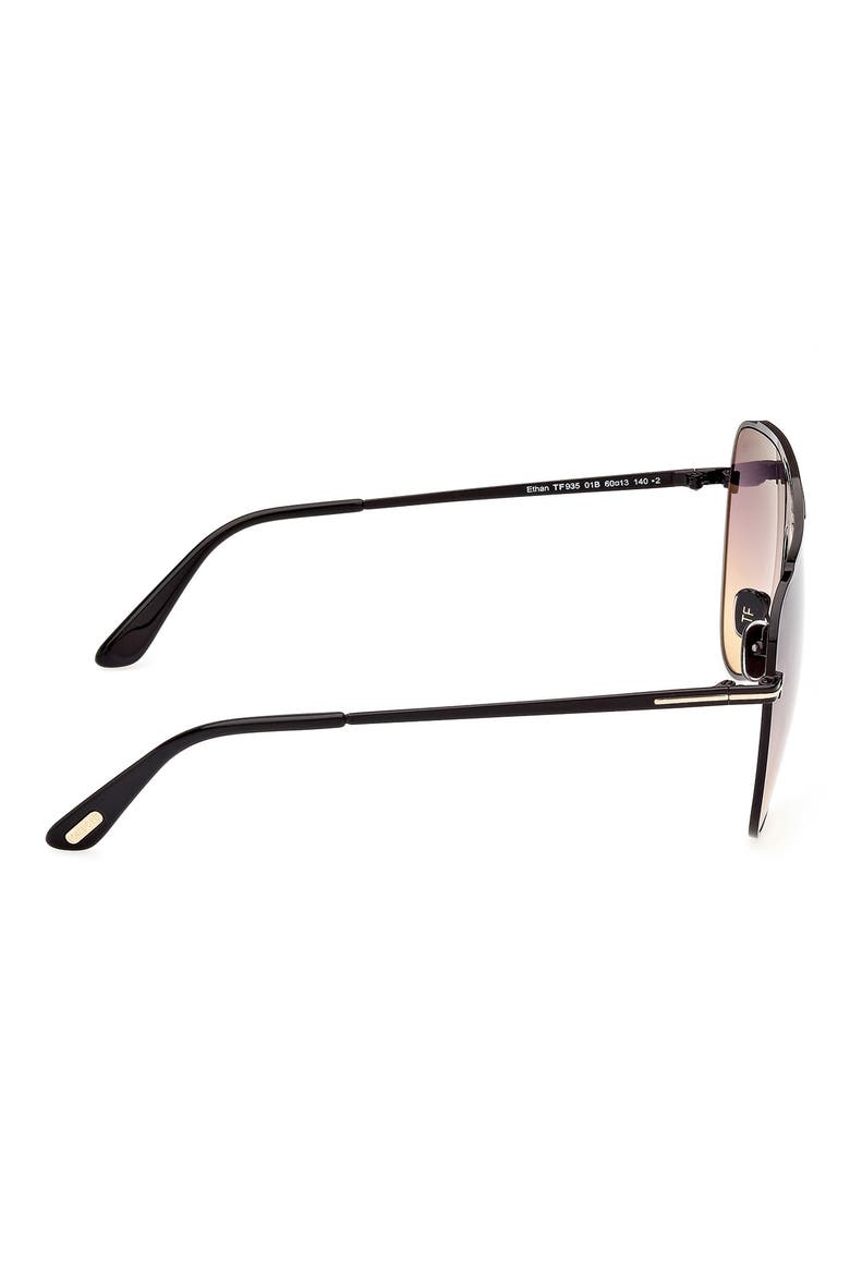 Ethan 60mm Gradient Pilot Sunglasses, Alternate, color, SHINY BLACK / GRADIENT SMOKE