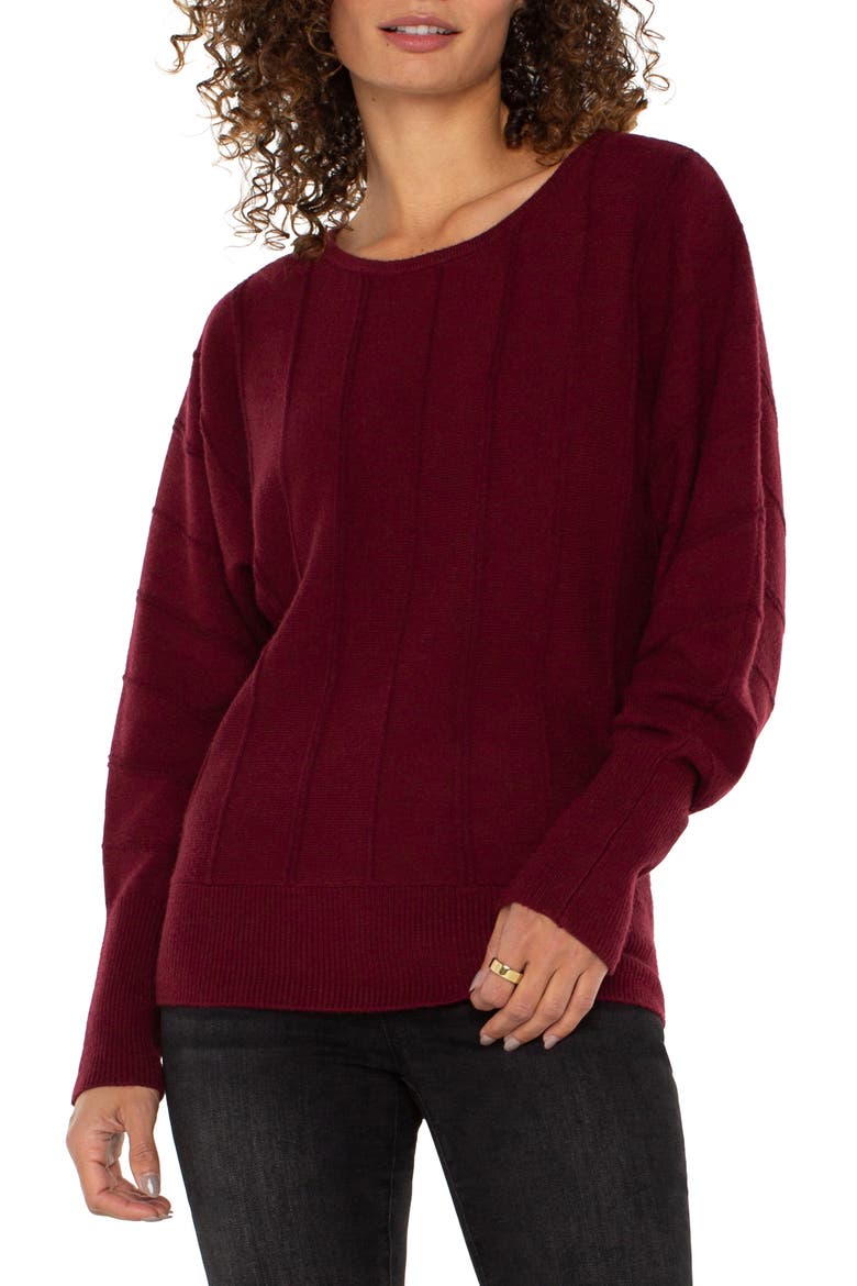 Links Stitch Batwing Sleeve Sweater, Main, color, DK PINOT NOIR