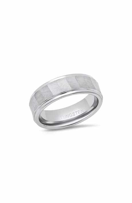 HMY JEWELRY Men's Faceted Brushed Band Ring