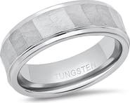HMY JEWELRY Men's Faceted Brushed Band Ring