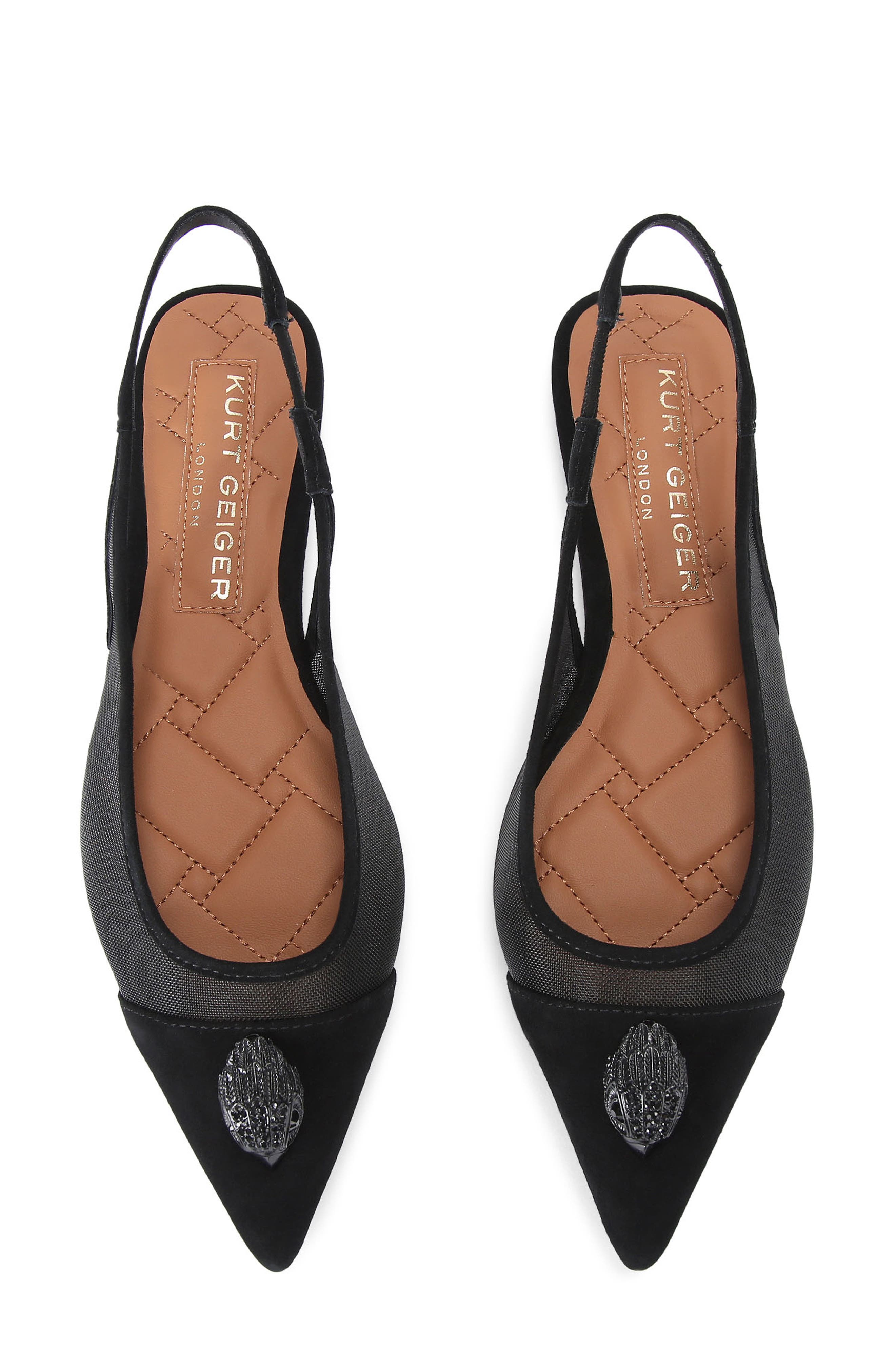 Kurt Geiger London Belgravia Slingback Pointed Cap Toe Flat, Alternate, color, Black