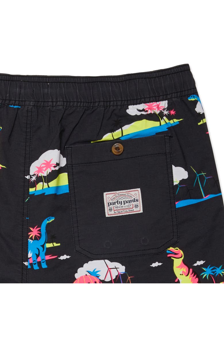 Party Pants Print Swim Trunks, Alternate, color, Black