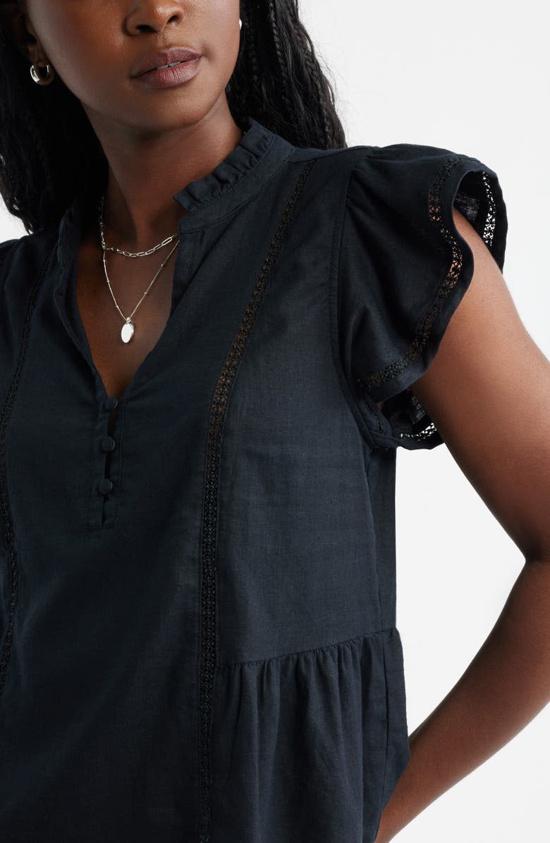 Caslon<sup>®</sup> Ruffle Sleeve Popover Top, Alternate, color, Black