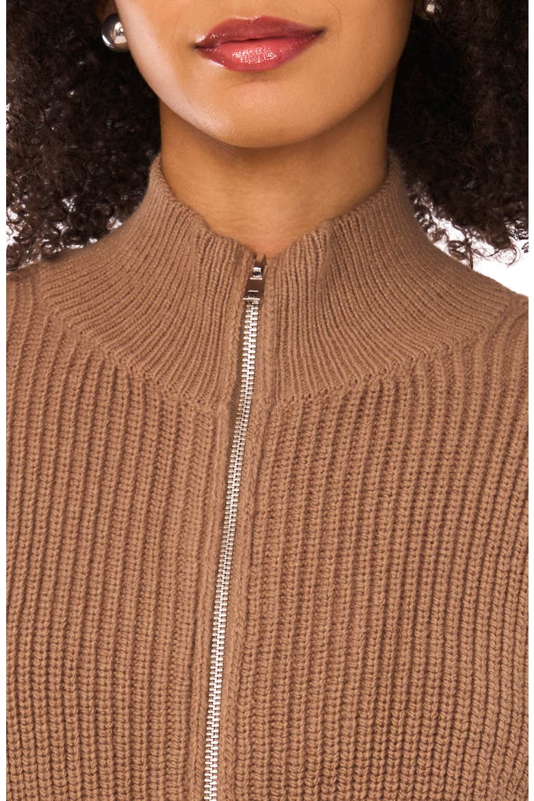 Ribbed Zip Cardigan, Alternate, color, RICH TAUPE