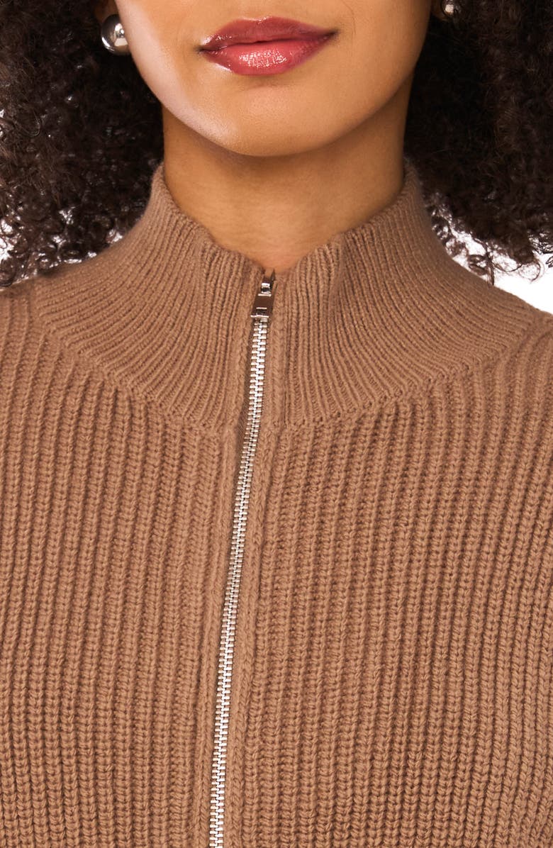 Parker Ribbed Zip Cardigan, Alternate, color, Rich Taupe
