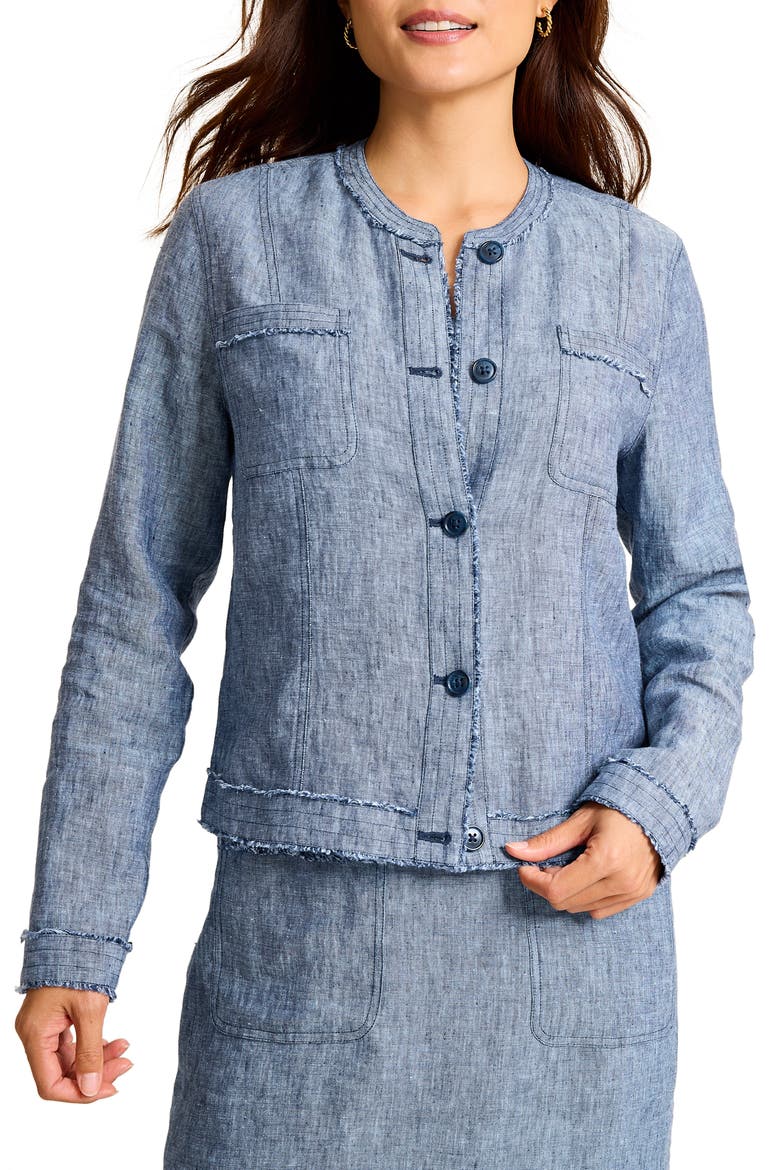 Two Palms Patch Pocket Linen Jacket, Main, color, COASTLINE