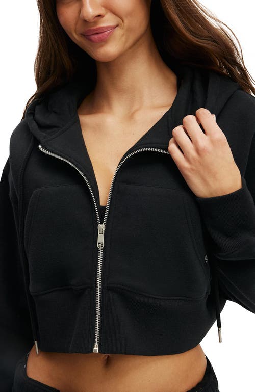 Cotton On Body Active Plush Boxy Cropped Zip Through In Black