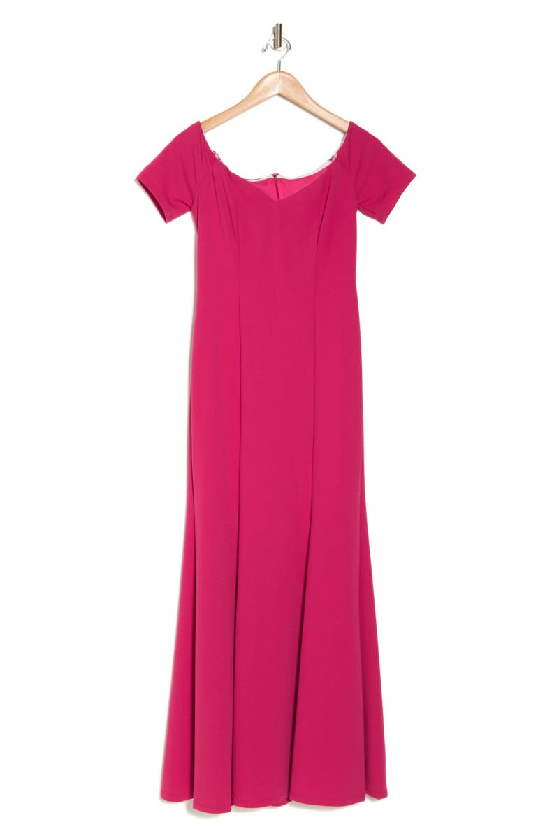 Marina Off the Shoulder Trumpet Gown, Alternate, color, Fuchsia