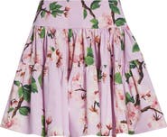 Oscar de la Renta Cherry Blossom Poplin Miniskirt