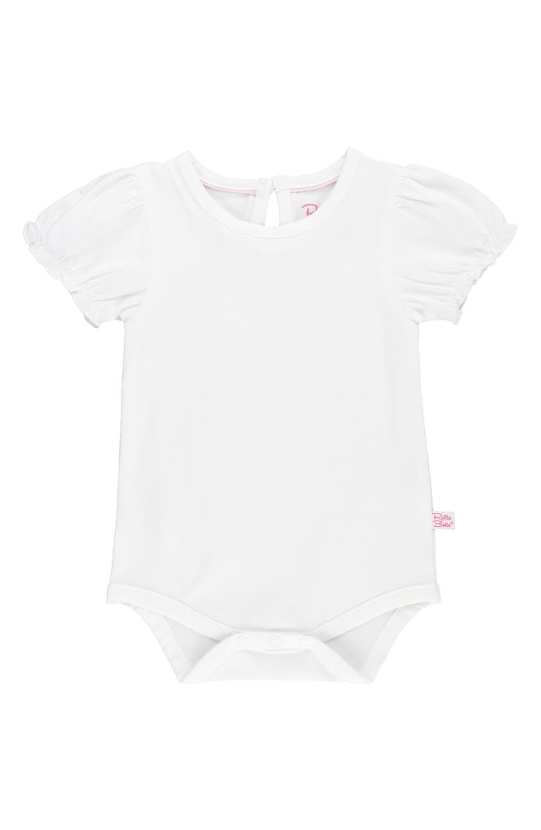RuffleButts Puff Sleeve Bodysuit, Main, color, White