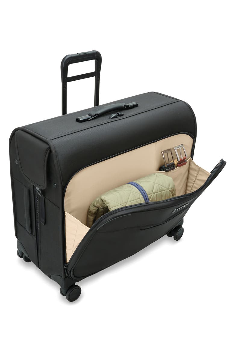 Baseline Deluxe Wardrobe Spinner Suitcase, Alternate, color, BLACK