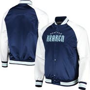 Mitchell & Ness Men's Mitchell & Ness Deep Sea Blue/White Seattle Kraken Primetime Raglan Satin Full-Snap Jacket