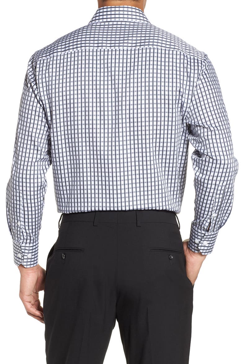 Trim Fit Check Dress Shirt, Alternate, color, BLACK