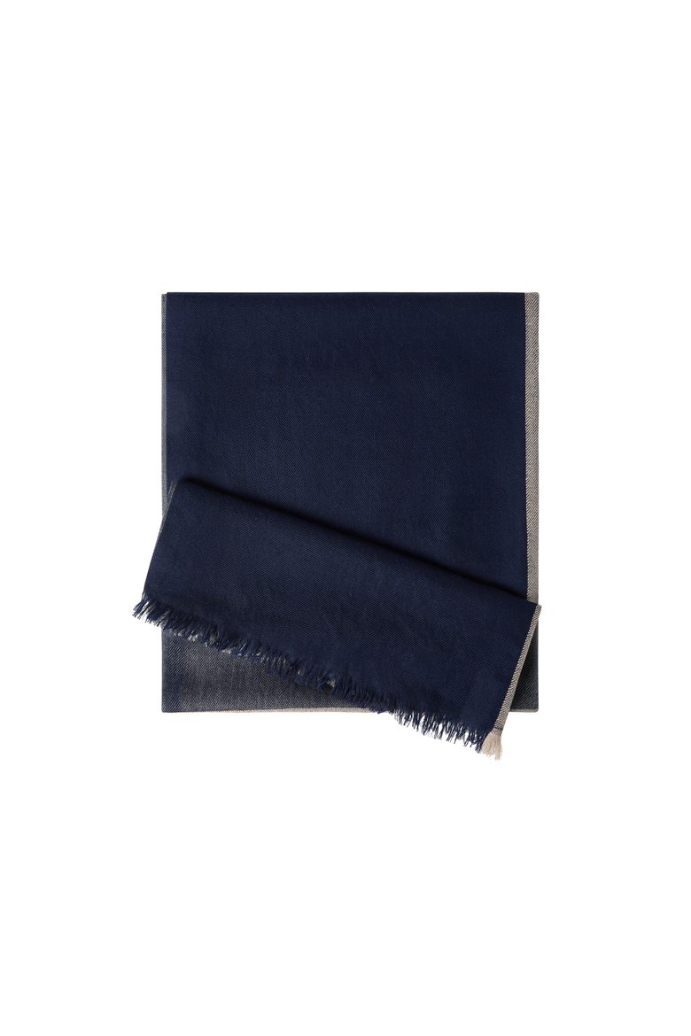 Cashmere and silk color block scarf, Alternate, color, Marine