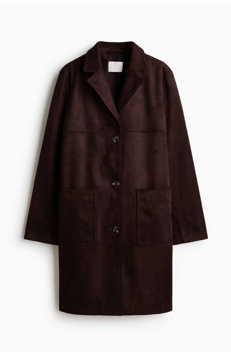 H&M Knee-length Coat, Main, color, Dark Brown