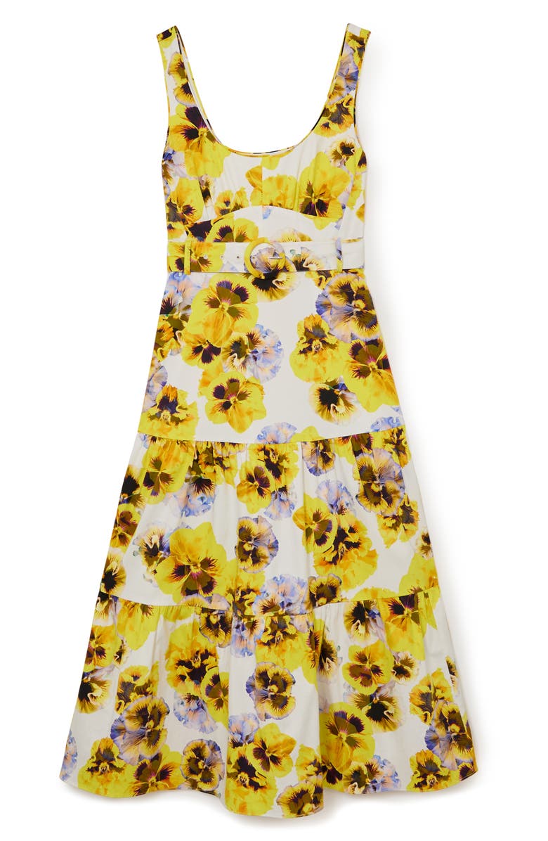 Reiss Erin Floral Belted Midi Sundress, Alternate, color, Yellow