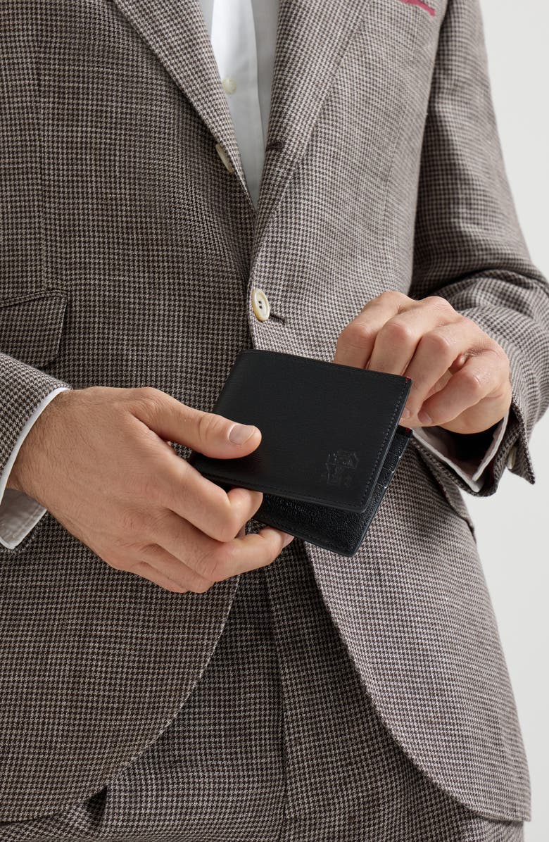 Brunello Cucinelli Grained leather wallet, Alternate, color, Black