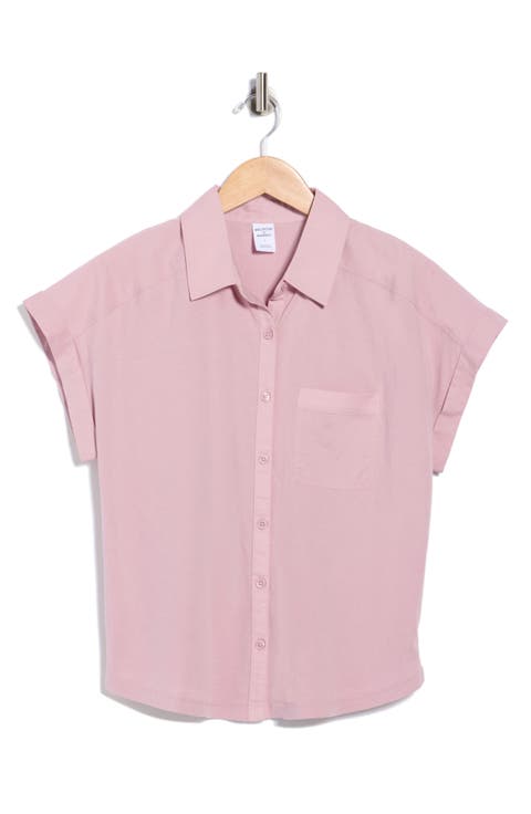 Mixed Media Button-Up Shirt