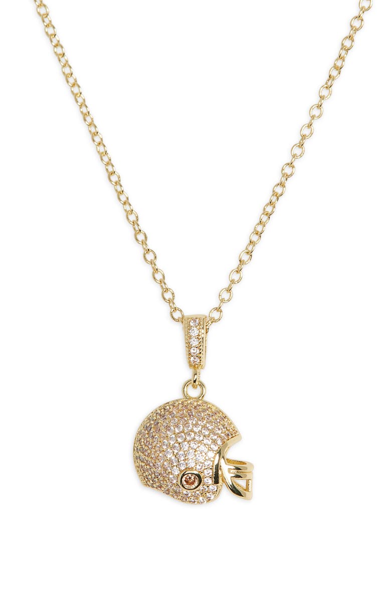 Leith Pavé CZ Football Helmet Pendant Necklace, Alternate, color, Clear- Gold