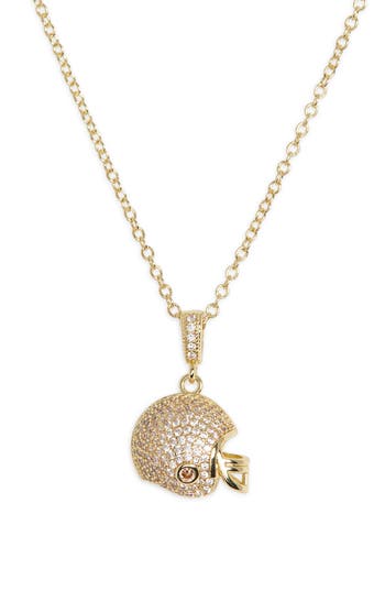 Leith Pavé Cz Football Helmet Pendant Necklace In Gold