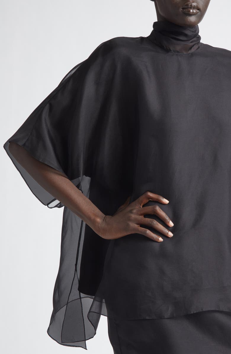 Brandon Maxwell Cali Silk Organza Top, Alternate, color, Black