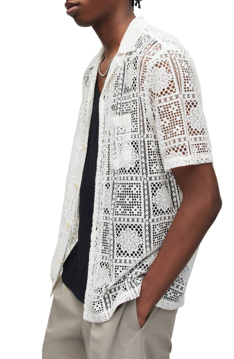 AllSaints Llonga Relaxed Fit Lace Camp Shirt, Alternate, color,