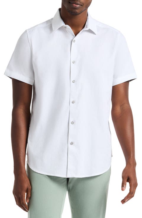 Highland Jacquard Short Sleeve Button-Up Shirt