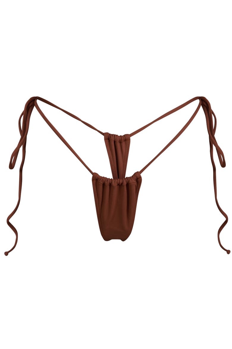 Sanctuary Tassel Thong Bikini Bottom, Alternate, color, Brown