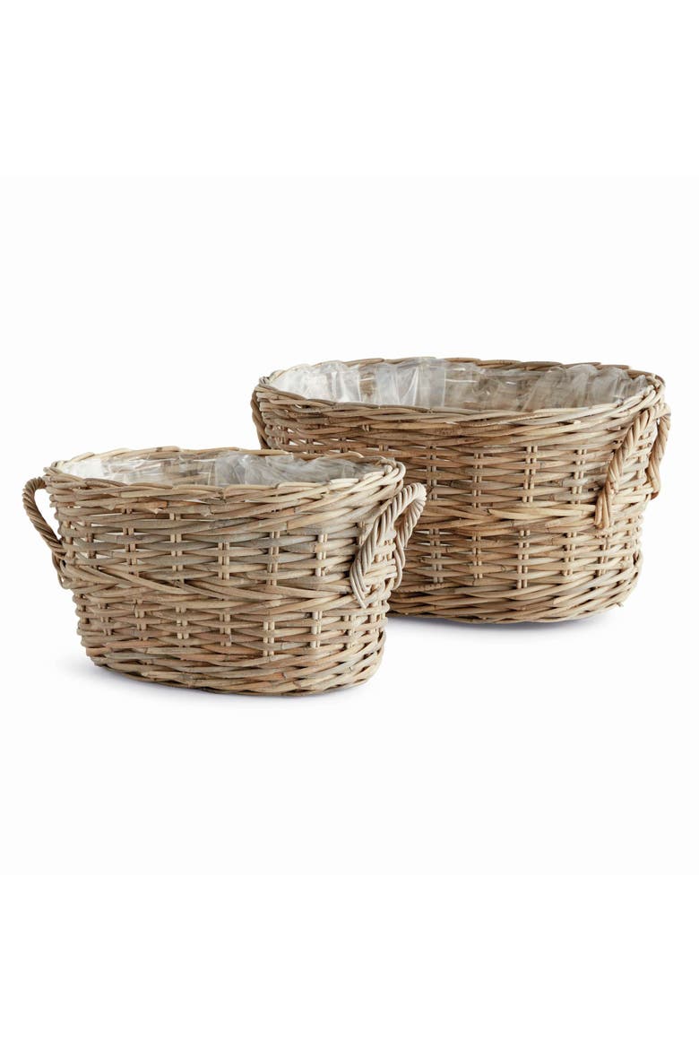 Normandy Oval Basket Planters Set Of 2, Main, color, Gray