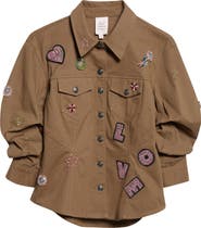 Cinq à Sept Love Appliqué Ruched Sleeve Jacket