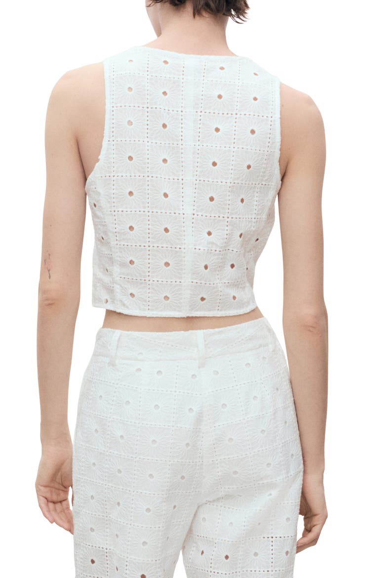 Embroidered Tie Front Vest, Main, color, WHITE