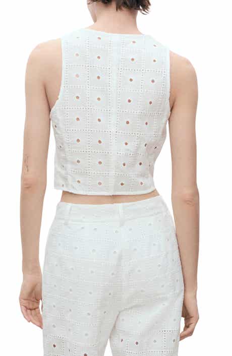 Embroidered Tie Front Vest