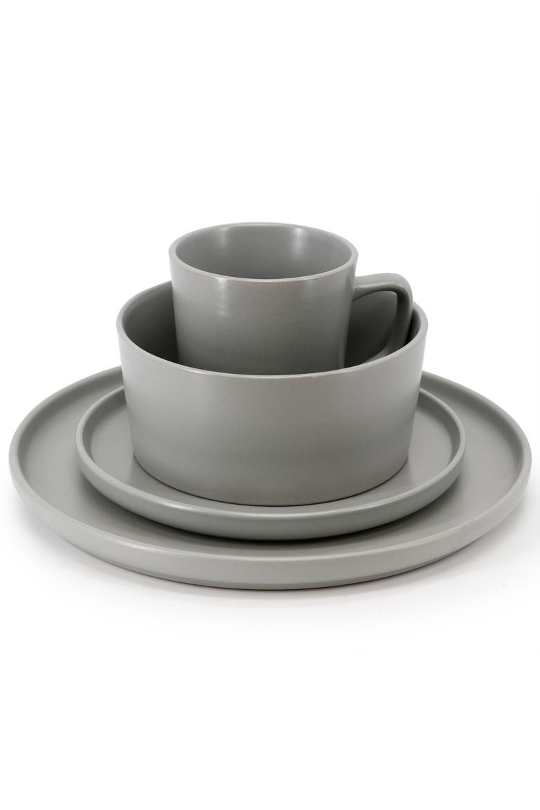 Luxmatte Light Grey 16 Piece Dinnerware Set, Alternate, color, Grey