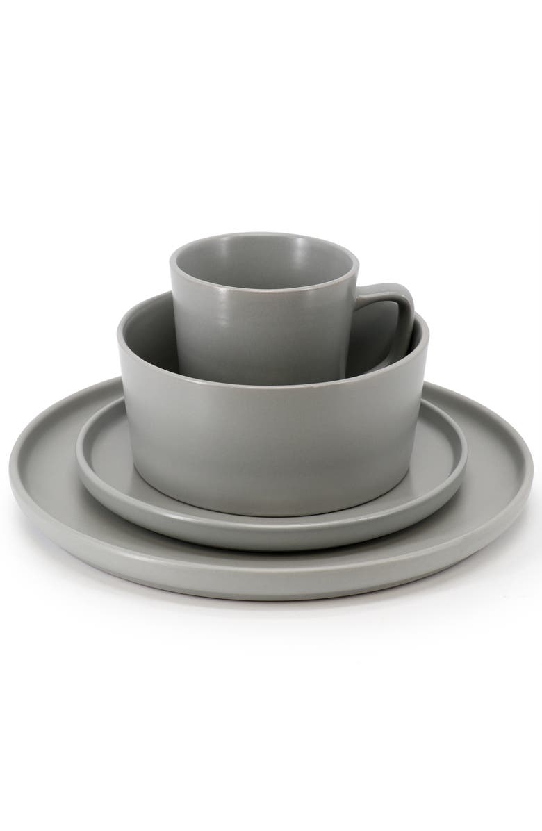 Elama Luxmatte Light Grey 16 Piece Dinnerware Set, Alternate, color, Grey