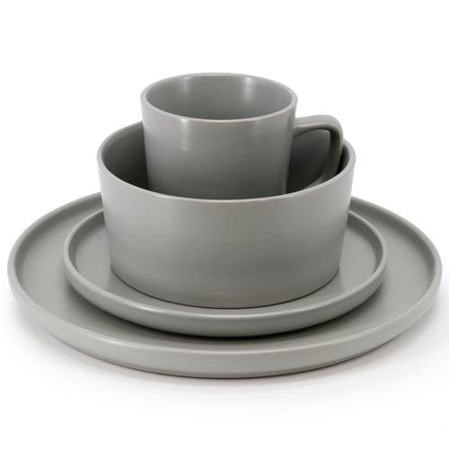 Elama Luxmatte Light Grey 16 Piece Dinnerware Set In Gray