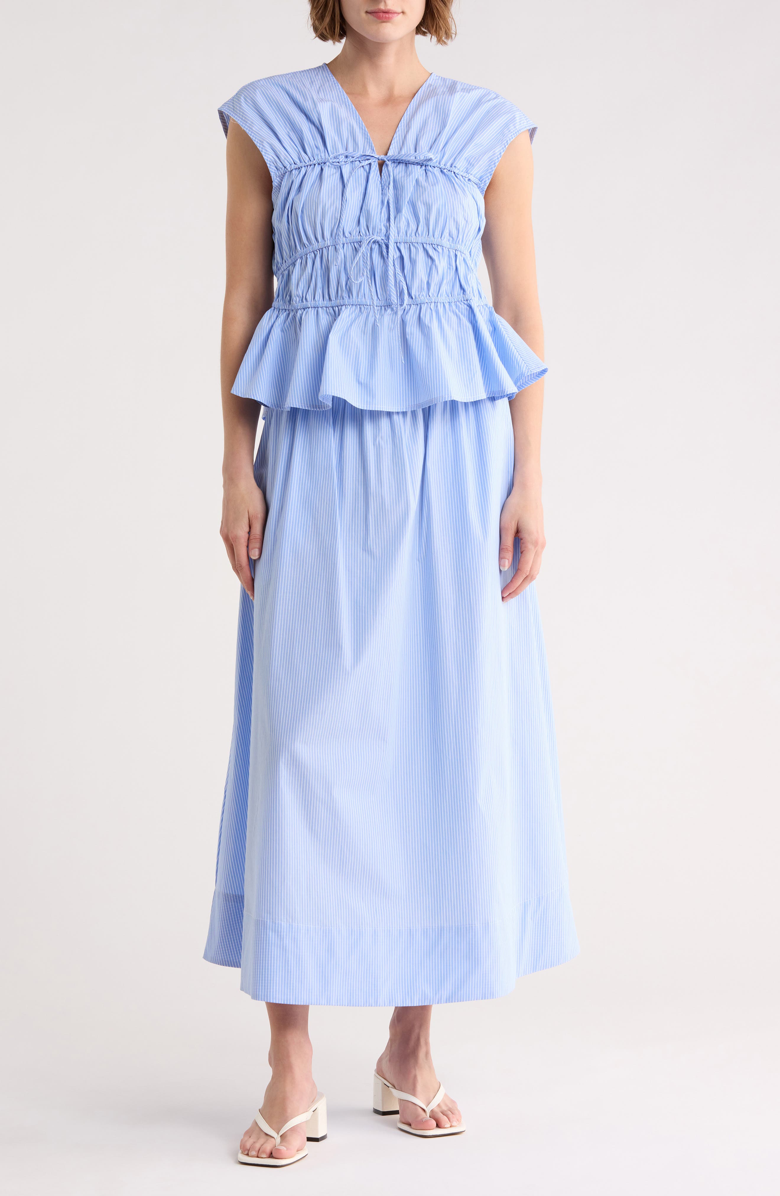 Ellen Tracy Stripe Drawstring A-Line Skirt