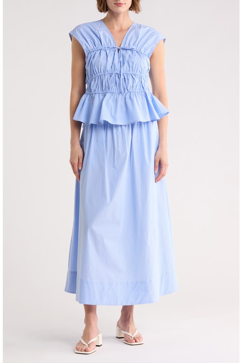 Stripe Drawstring A-Line Skirt, Main, color, BLUE/ WHITE STRIPE