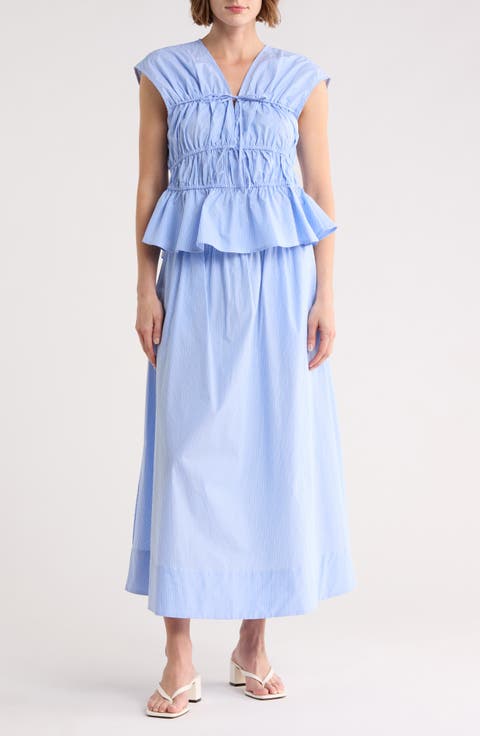 Stripe Drawstring A-Line Skirt