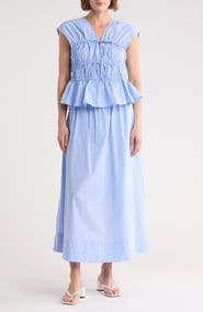 Ellen Tracy Stripe Drawstring A-Line Skirt