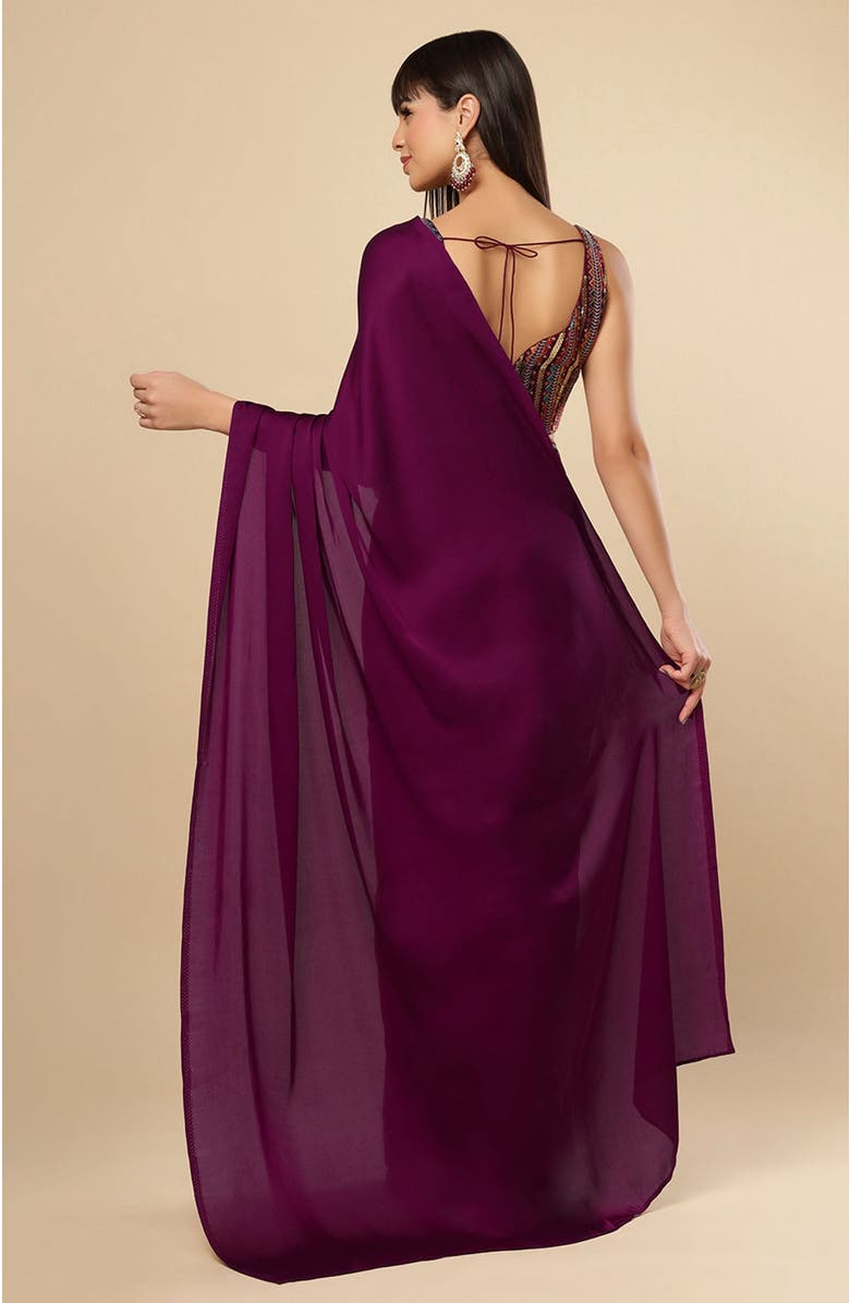 One Minute Saree<sup>®</sup> Bianca Burgundy Satin Ready To Wear Saree, Alternate, color, 