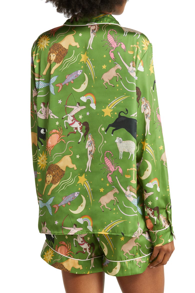 Zodiac Green Short Pajamas, Alternate, color, MOSS GREEN