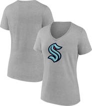 FANATICS Women's Fanatics Heathered Gray Seattle Kraken Primary Logo Team V-Neck T-Shirt