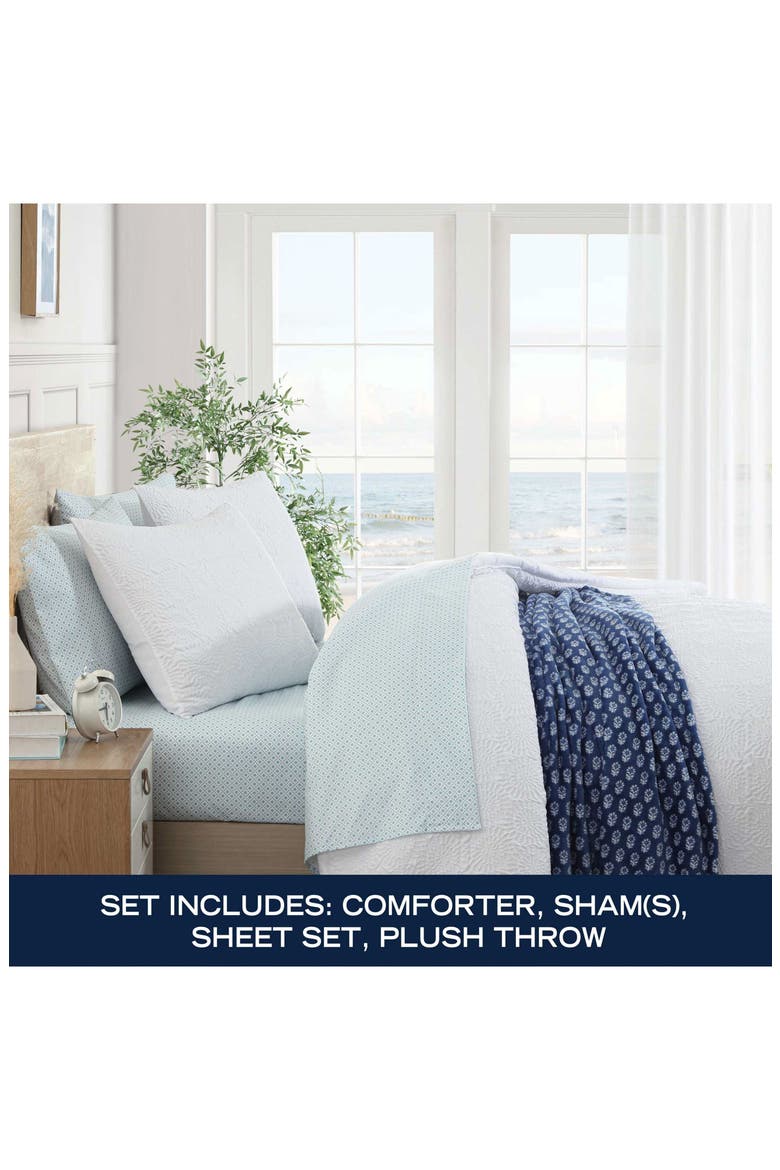 Sunflower Embossed Microfiber Comforter, Sheets & Throw Set, Alternate, color, WHITE