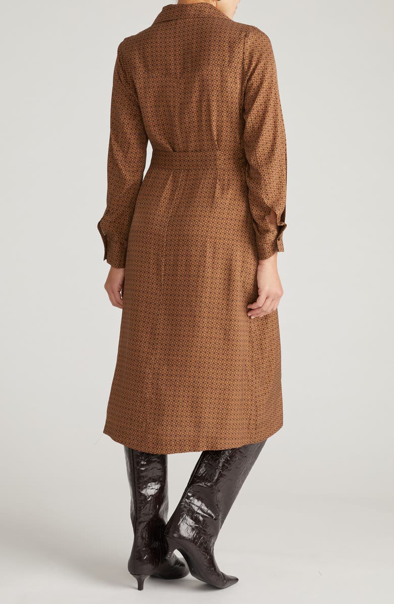 Universal Standard Cooling Long Sleeve Stretch Cupro Blend Shirtdress, Alternate, color, Brown Hacienda Print