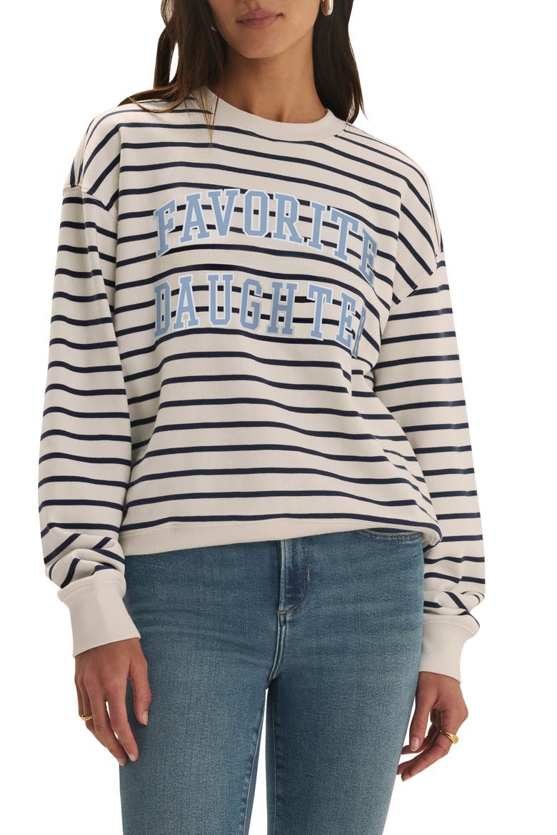 The Collegiate Classic Graphic Sweatshirt, Main, color, NAVY STRIPE/ SEA BLUE