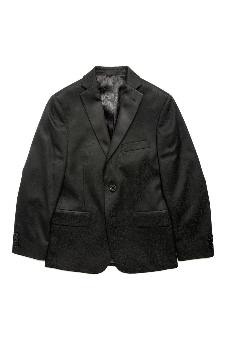 Kids' Paisley Jacquard Sport Coat, Main, color, BLACK