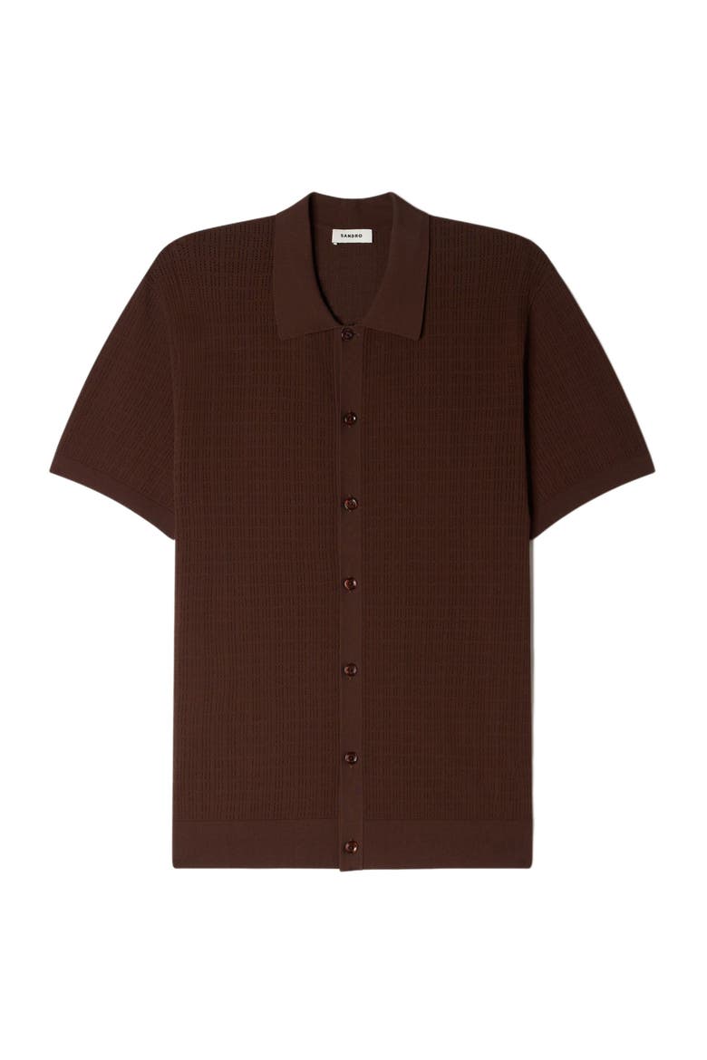 Openwork shirt, Alternate, color, Chocolate