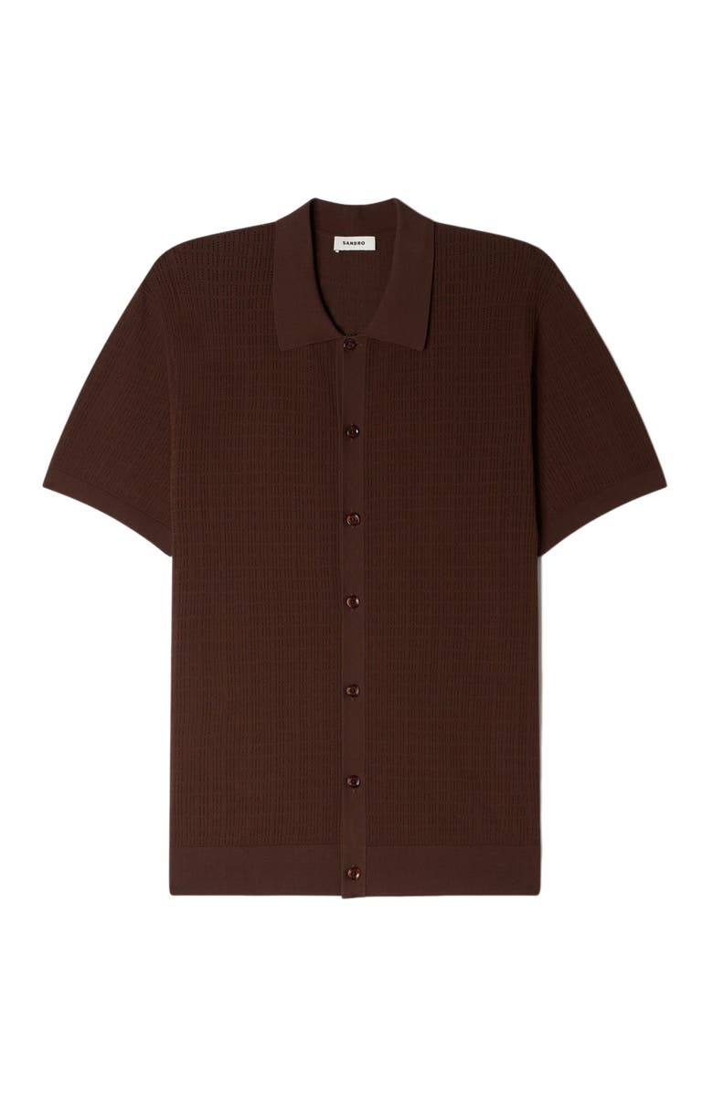 SANDRO Openwork shirt, Alternate, color, Chocolate