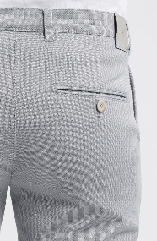 Brax Fabio Micropattern Flat Front Cotton Blend Pants In Platinum