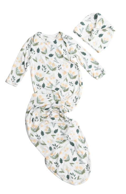 Knotted Baby Gown and Hat